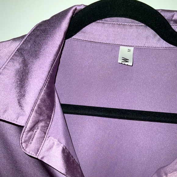 Mauve purple Satin Button Down Dress Shirt | Medium - Picture 4 of 5